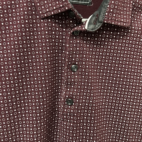 Express Moisture Wicking Short Sleeve Polo Burgundy Print - Picture 2 of 6